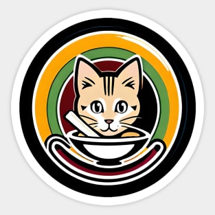 Cute Japanese Cat ramen Sticker